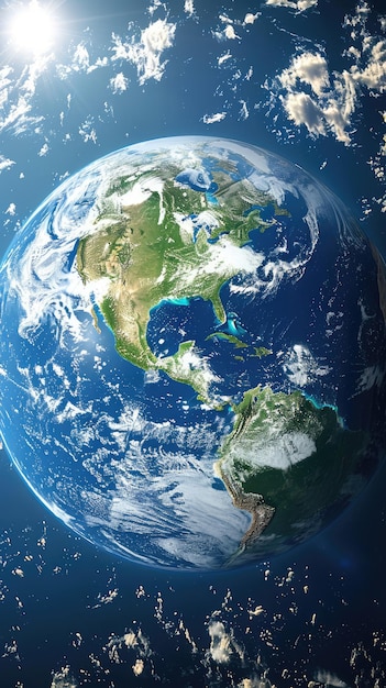 Photo globe holographique avec des continents en rotation et des océans scintillants carte des continents