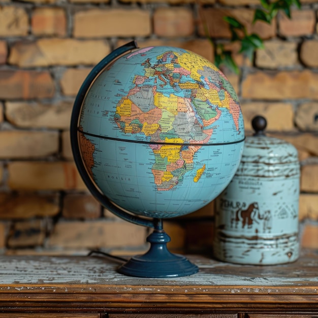 Photo globe holographique avec des continents en rotation et des océans scintillants