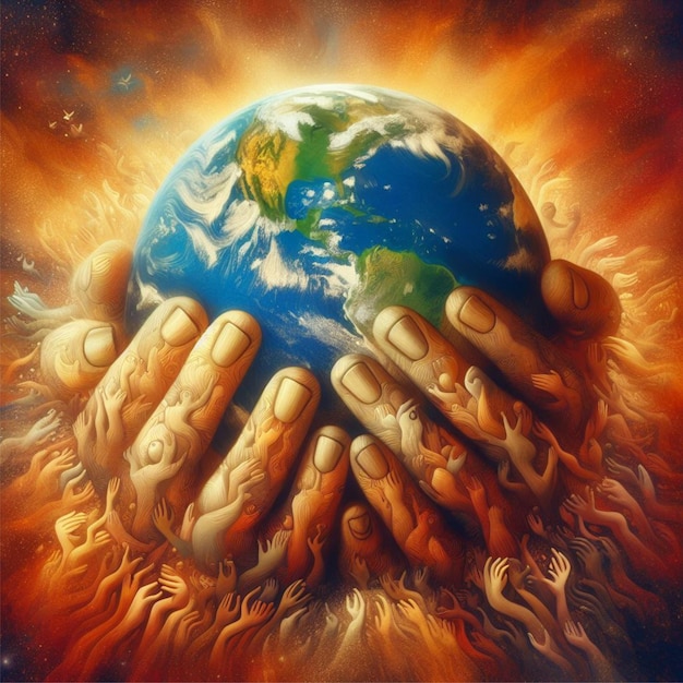 Le globe avec les mains