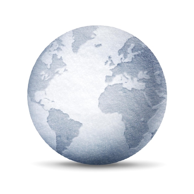 Photo le globe mondial en boule de neige isolé sur fond blanc symbole de protection de l'environnement illustration 3d