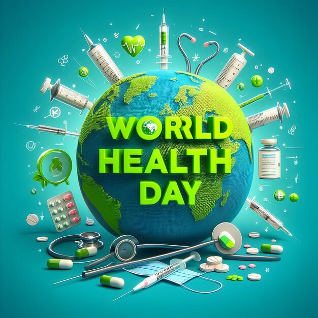 Globe avec le mot journée mondiale de la santé