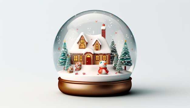 Photo globe de neige 3d avec une scène festive