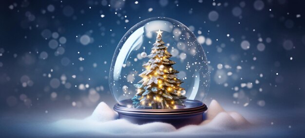 Globe de neige avec arbre de Noël à l'intérieur Décoration de fête pour l'IA générative à améliorer