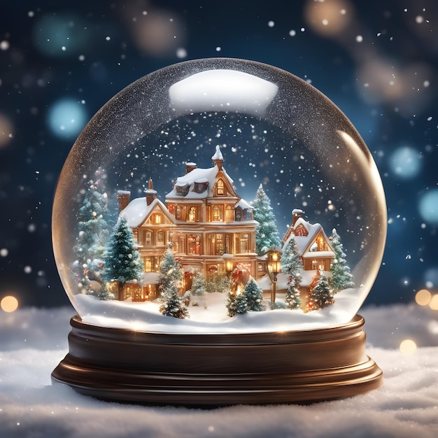 Photo le globe de neige de cristal de noël