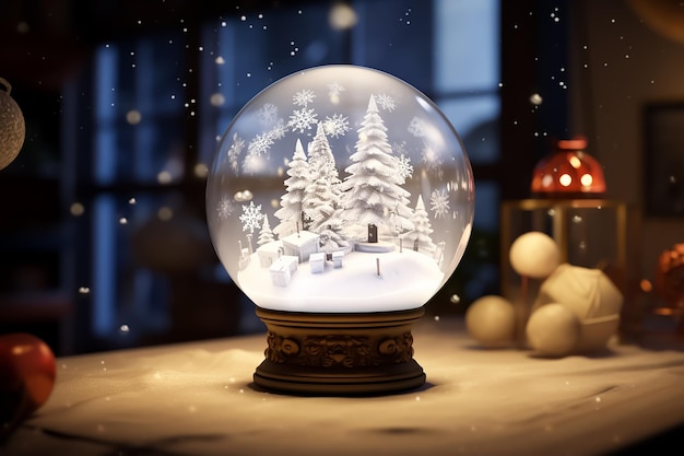 Le globe de neige de Noël Souvenir le bonhomme de neige à l'intérieur de la chute de neige