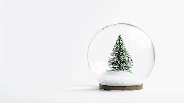 un globe de neige avec un petit arbre vert à l'intérieur