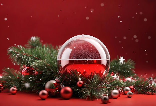 Photo un globe de neige en verre avec un arbre de noël en carton sur un arrière-plan isolé