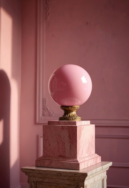 un globe rose avec le mot " l " dessus