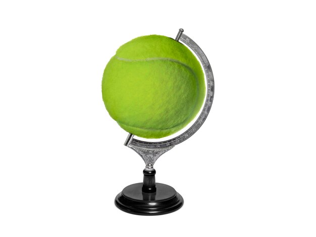 Globe sphère orb Concepts de balle de tennis sur fond blanc Concepts sportifs