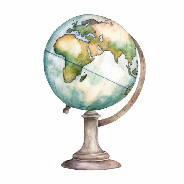globe terrestre aquarelle isolé
