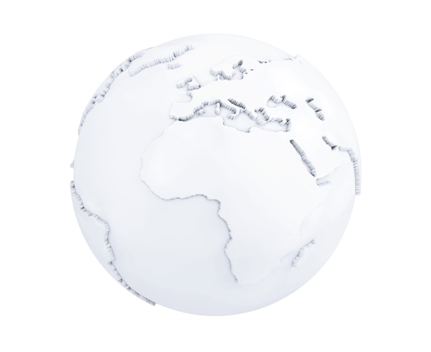 Photo globe terrestre blanc et blanc sur fond blanc