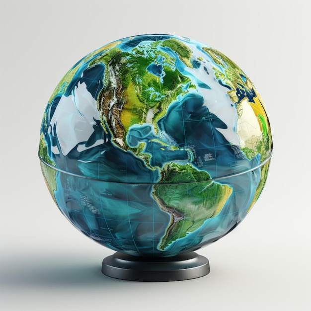 Globe terrestre bleu et vert dans un design réaliste