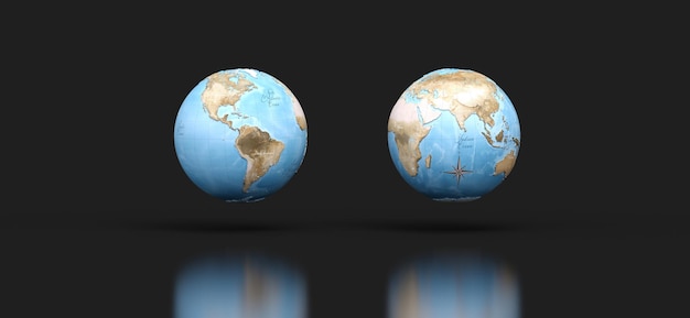 Globe terrestre fond blanc - rendu 3D