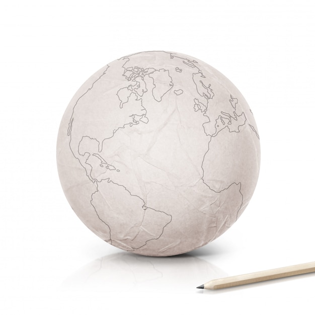 Globe terrestre en papier