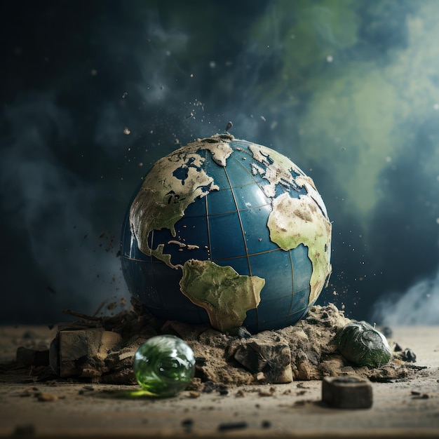 le globe terrestre pollué