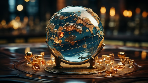 le globe terrestre sur la table table en verre