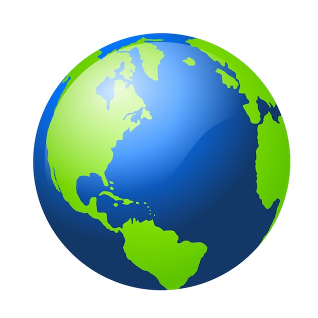 un globe terrestre vert et bleu avec un fond vert et Bleu
