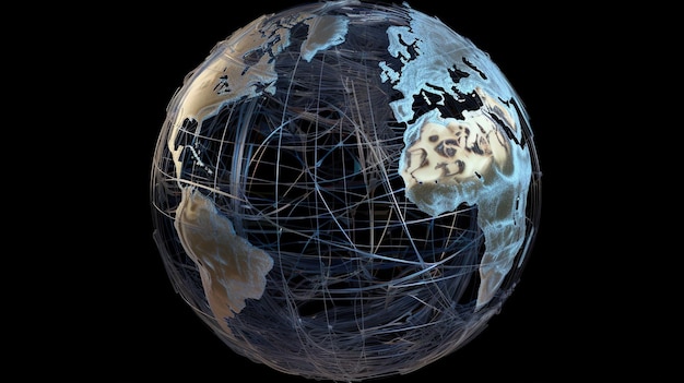 Un globe avec un treillis métallique qui dit "Europe" dessus