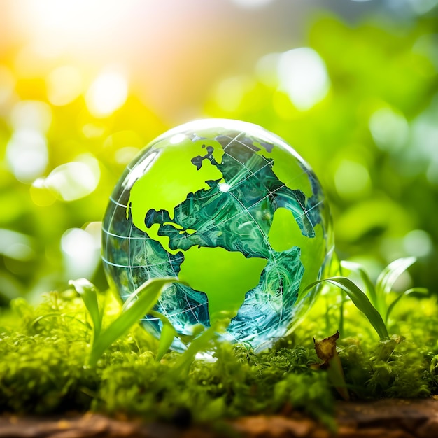 Un globe de verre dans l'herbe avec le mot europe dessus