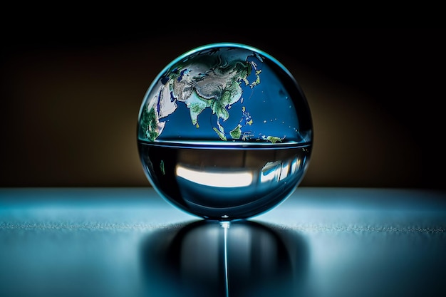 Un globe en verre avec le mot air dessus