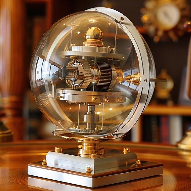 un globe de verre avec un navire dessus est assis sur une table