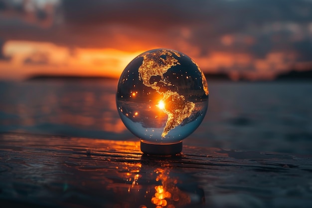 Globe de verre sur une table IA générative