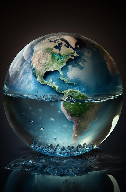 Un globe en verre avec la terre au milieu