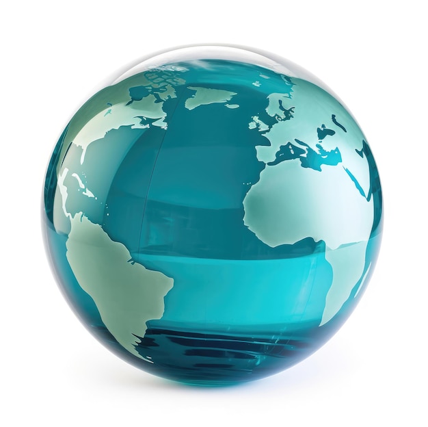 Globe en verre transparent sur fond blanc