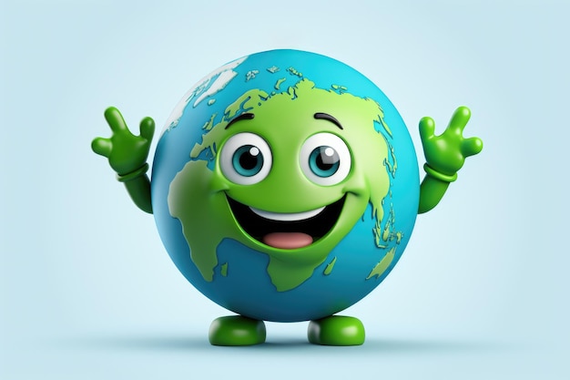 Le globe vert et bleu souriant.