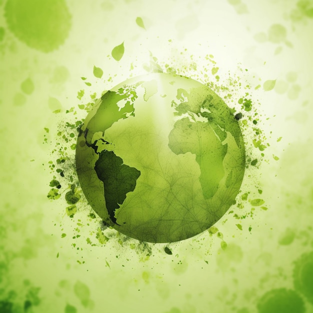 Un globe vert avec le monde dessus