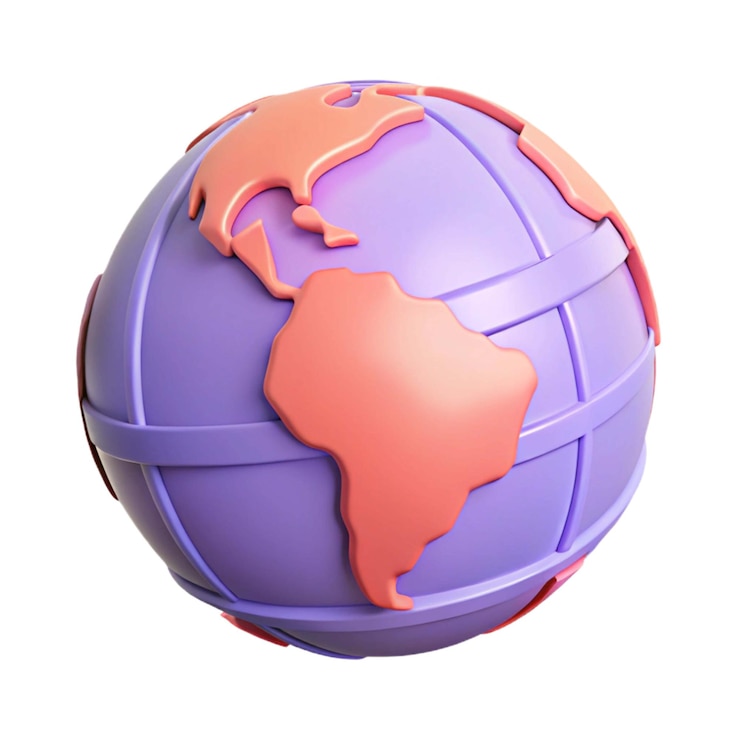 Photo un globe violet et orange avec une carte du monde dessus