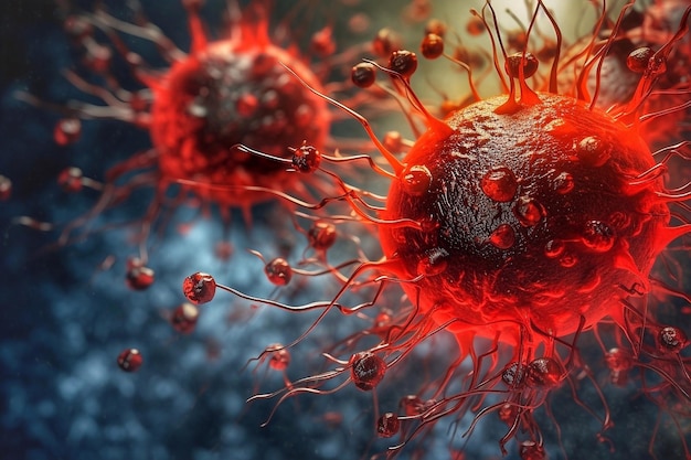 Les globules rouges du virus dans le sang, concept médical