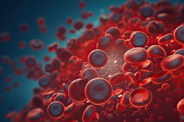 Globules rouges Fond d'hématologie médicale avec érythrocytes AI générative
