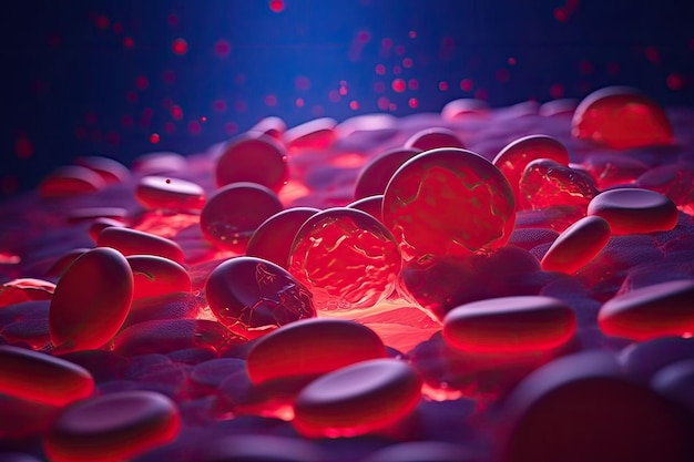 Globules rouges Fond d'hématologie médicale avec érythrocytes AI générative