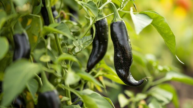 De glorieux poivrons noirs Cobra prospèrent dans le jardin extérieur animé Un voyage captivant en 169