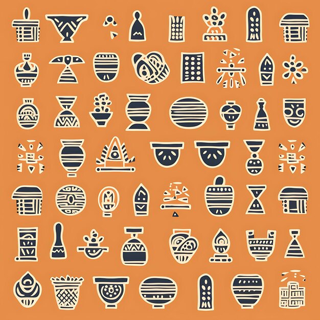 Des glyphes anciens dans un style d'art monoline propre et vectoriel minimaliste ornent votre maison Résumé créatif