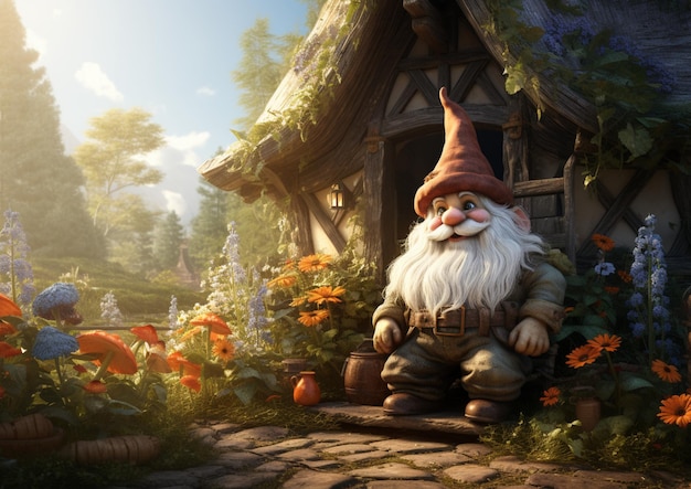 gnome fantaisie dans le jardin