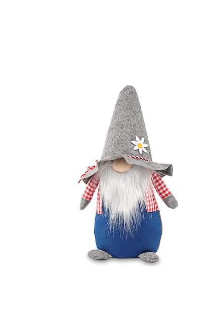 Un gnome avec une fleur blanche sur son chapeau