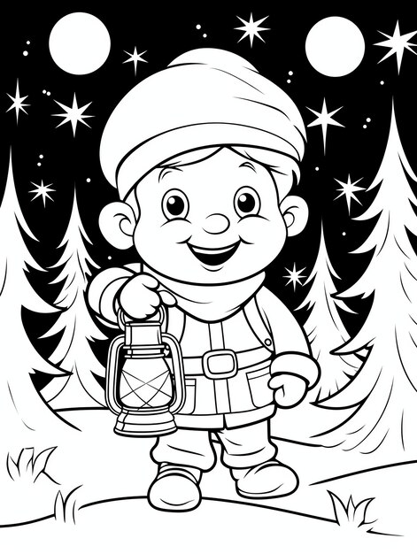 Photo gnome monté sur le dos d'une tortue magical gnome fantasy world page de coloriage en noir et blanc