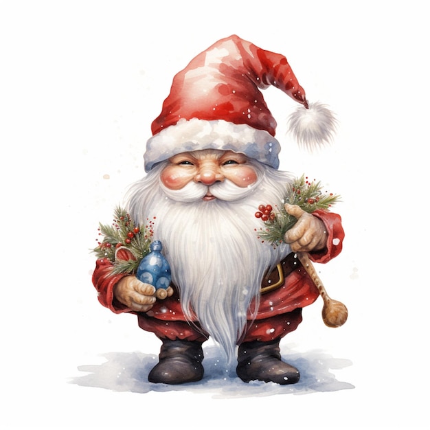 Gnome de Noël sur fond blanc