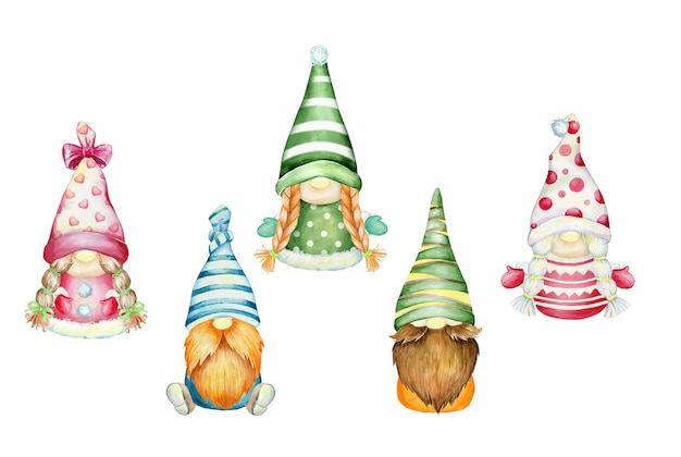 Gnome de Noël scandinave sur une illustration aquarelle en style cartoon.