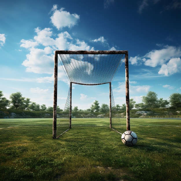 Goal de football après le stade de football en train de jouer image Ai généré de l'art