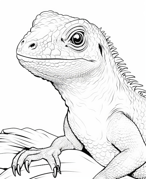 Photo goanna australienne simpliste page à colorier embracez des lignes claires et beaucoup d'espace blanc pour un minimali