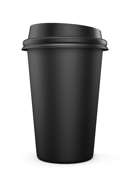 Photo gobelet jetable en plastique noir avec couvercle
