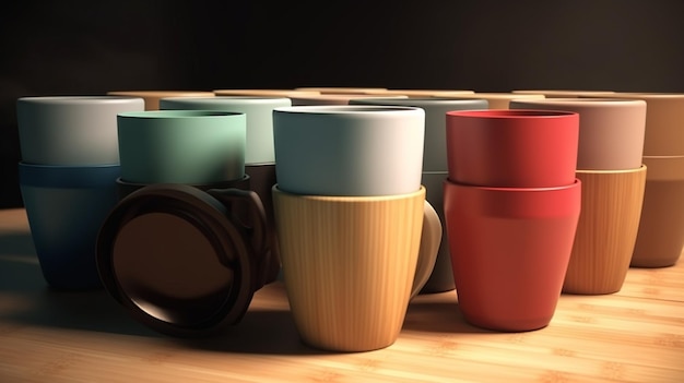 Gobelets réutilisables en bambou pour café ou thé à emporter