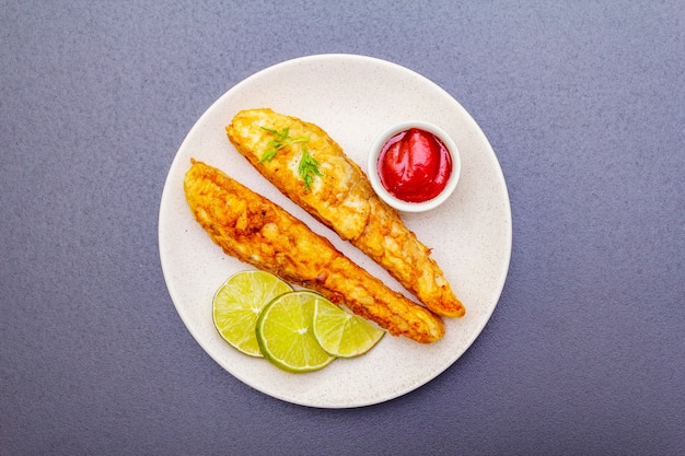 Goberge grillée (frite) dans la pâte