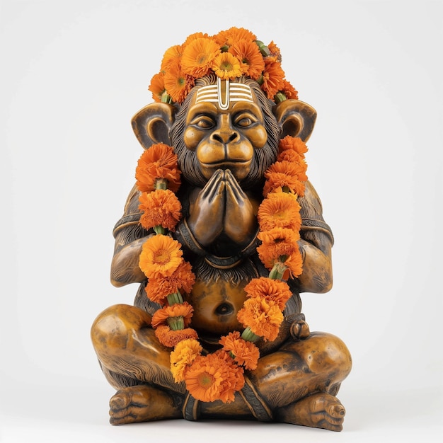 God Hanuman portant une guirlande de marigolds illustration