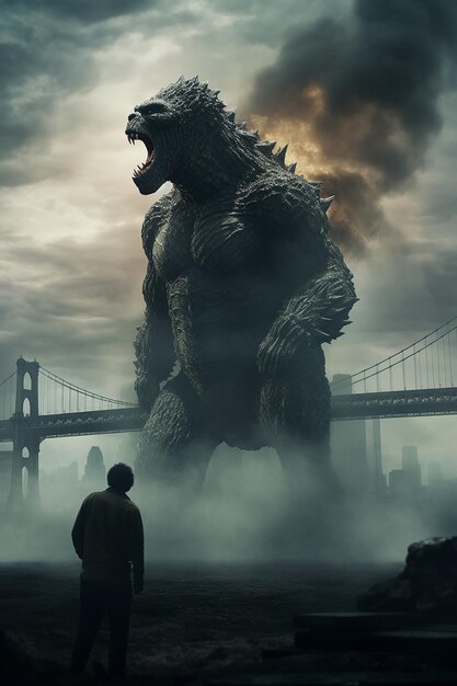 Godzilla est en train de manger King Kong.