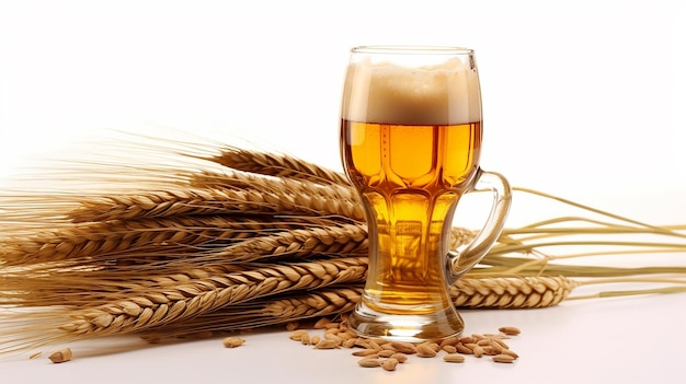 Golden Brew verre de bière avec du blé sur fond blanc