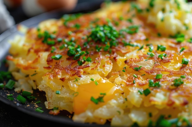 Photo golden crispy hash browns un petit déjeuner parfait avec des pommes de terre frites fraîchement faites et grasses